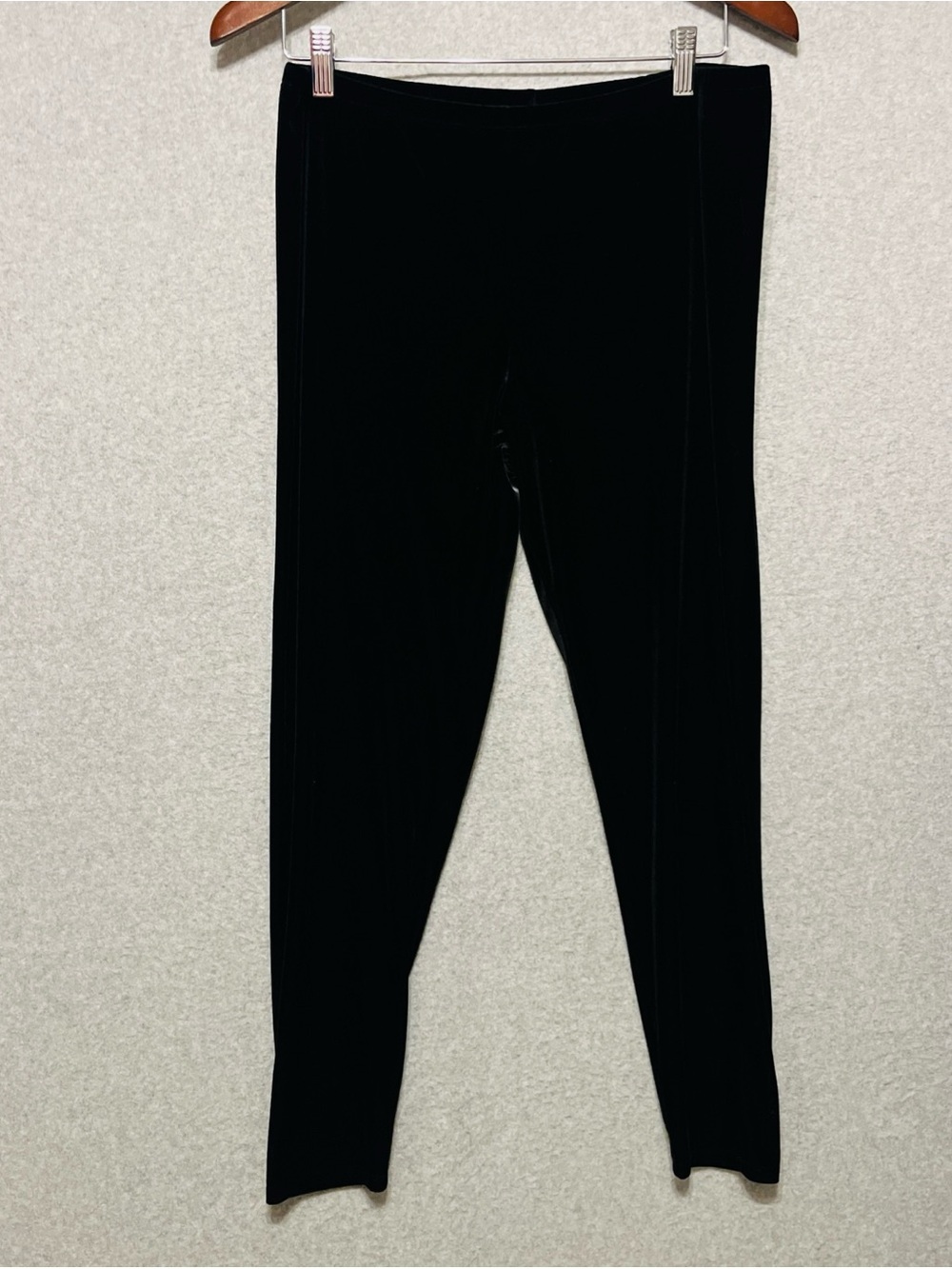 Eileen Fisher Velvet Ankle Leggings Womens Black Stretchy Pull On Pants Large